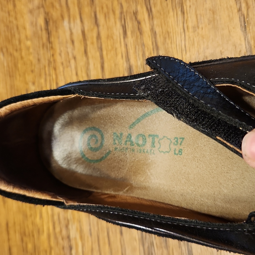 Naot Matai Mary Jane Leather Black Swirl Shoes Size 37 - Picture 11 of 11